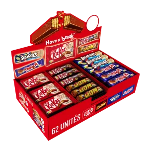 Boîte Présentoir Multiproduits Chocobox 2426g - Lion-crunch-kit Kat- Smarties