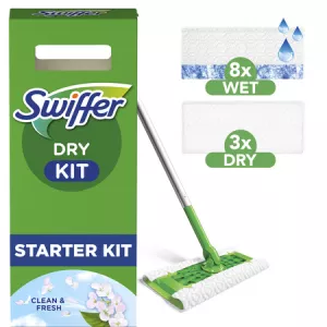 Kit Attrape-Poussière 1 balai; 8 lingettes sèches et 3 lingettes imprégnées pour sols - SWIFFER
