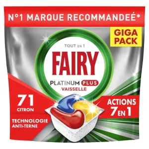 Tablette lave-Vaisselle Platinum Plus Tout en 1 Action 7-en-1 Citron 71 tablettes - FAIRY