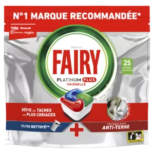 Tablette Lave-Vaisselle Platinum Plus All In One Technologie Anti-Terne Regular 7en1 25 tablettes - FAIRY