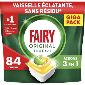 Tablettes Vaisselle Éclatante Sans Résidu Tout en 1 Citron X84 - FAIRY