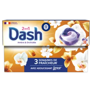 Lessive capsules 2 en 1 Ambre et Orchidée 38 pods - DASH