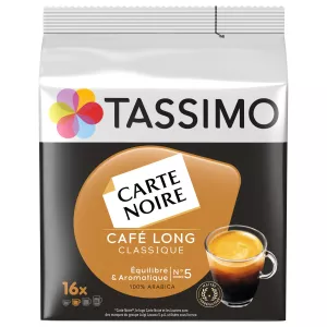 Klassische schwarze Karte mit langem Kaffee Nr. 5 x 16, 104 g - TASSIMO