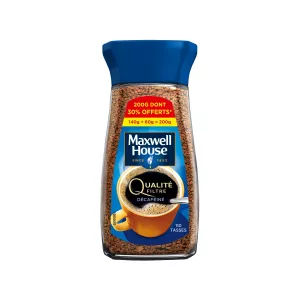 Café Soluble Qualité Filtre Décaféiné 200g Dont 30% Offert - MAXWELL HOUSE