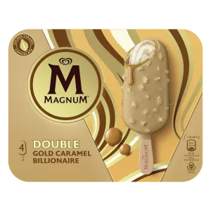 Stieleis Vanille mit Karamellsauce und karamellisierter Schokolade Double Gold Caramel Billionaire x4 85 ml - MAGNUM
