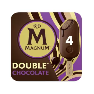 أعواد آيس كريم بالشوكولاتة مع صوص شوكولاتة وتغليف شوكولاتة Double Chocolate x4 - MAGNUM