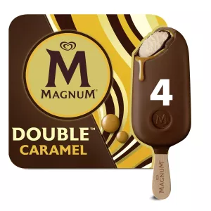 آيس كريم على عصا بالفانيليا مع صوص الكراميل والشوكولاتة بالحليب Double Caramel x4 - MAGNUM
