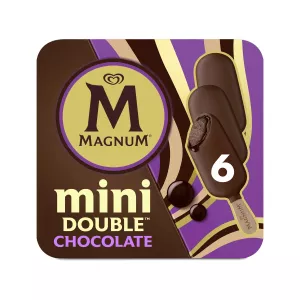 أصابع آيس كريم ميني بالشوكولاتة مع صوص الشوكولاتة وتغليف الشوكولاتة Mini Double Chocolate x6 285 g - MAGNUM
