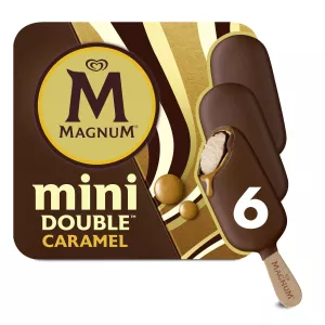 Mini-bâtonnets glacés vanille, sauce caramel et chocolat au lait Mini Double Caramel x6 - MAGNUM