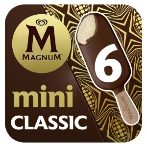 Mini Stieleis Vanille mit Vollmilchschokoladenüberzug Mini Classic x6 - MAGNUM