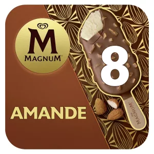 أصابع آيس كريم بالفانيليا مغطاة بشوكولاتة الحليب وقطع اللوز Amande x8 - MAGNUM