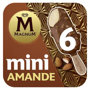 Mini-ijsjes vanille, omhuld met melkchocolade & amandelstukjes Mini Amandel x6 - MAGNUM