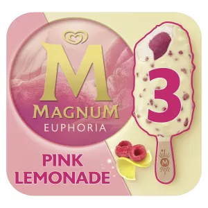 IJsjes op stokje citroen, framboos en knetterende snoepjes Euphoria Pink Lemonade x3 - MAGNUM