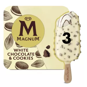 Eisriegel Vanille mit weißer Schokolade und Cookie-Stückchen x3 - MAGNUM