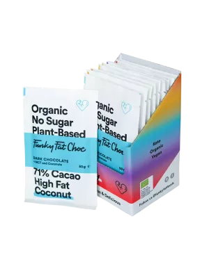 Barres De Chocolat Mix Bio, x10 Total (x2 Chocolat Blanc, x2 Chocolat Noir, x2 Noix De Coco, x2 Noissettes, x2 Café ) - FUNKY FAT CHOC