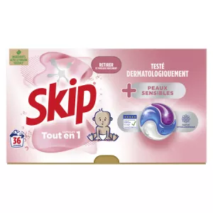 Lessive capsules Tout En 1 Peaux Sensibles 36 capsules - SKIP