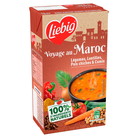 Soupe Voyage au Maroc Légumes, Lentilles, Pois Chiches & Cumin 1L - LIEBIG