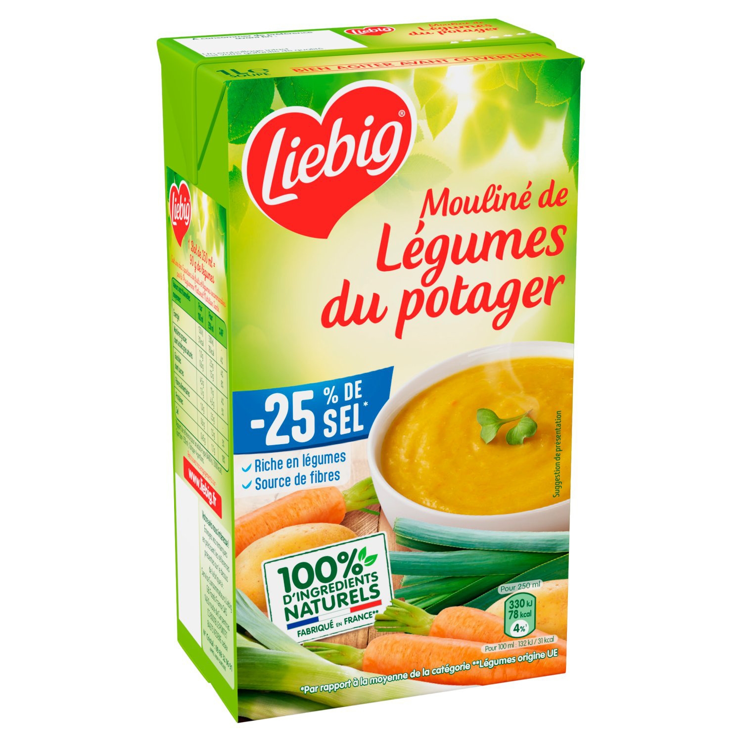 Mouliné de légumes du potager -25 % de sel, 1 L - LIEBIG