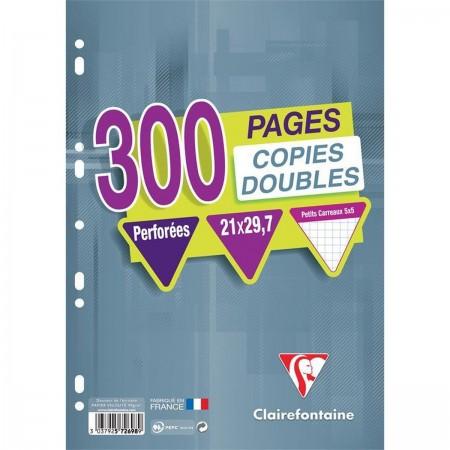 Copies doubles petits carreaux 21 x 29,7 perforées, 300 pages - CLAIREFONTAINE