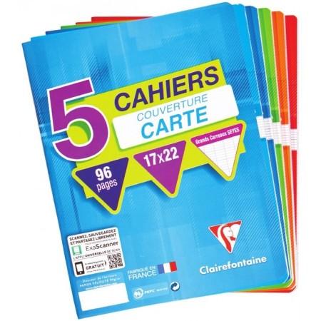 Cahiers agrafés 96p 17x22cm Seyes X5 - CLAIREFONTAINE
