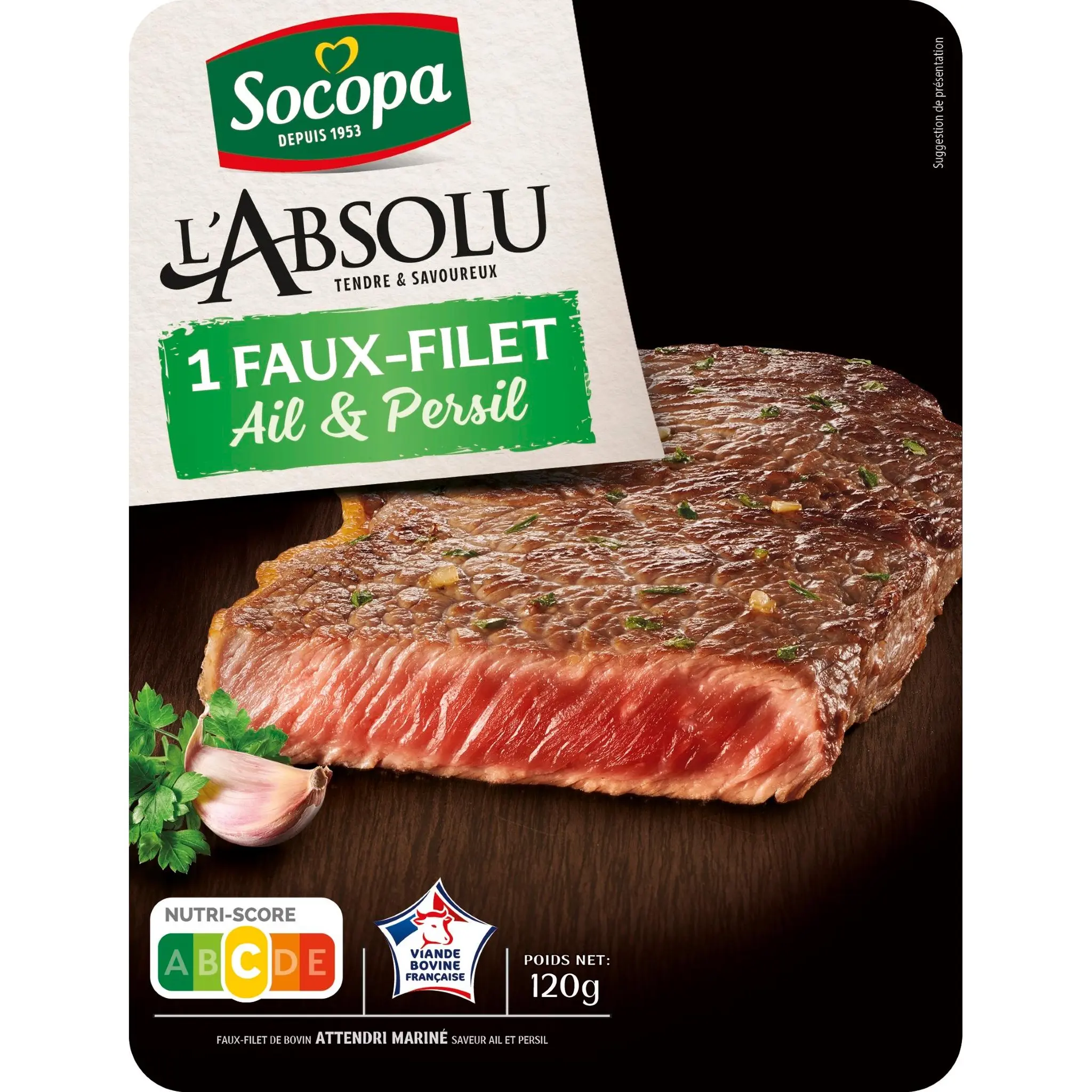 Faux-filet de bœuf ail et persil 120 g - SOCOPA