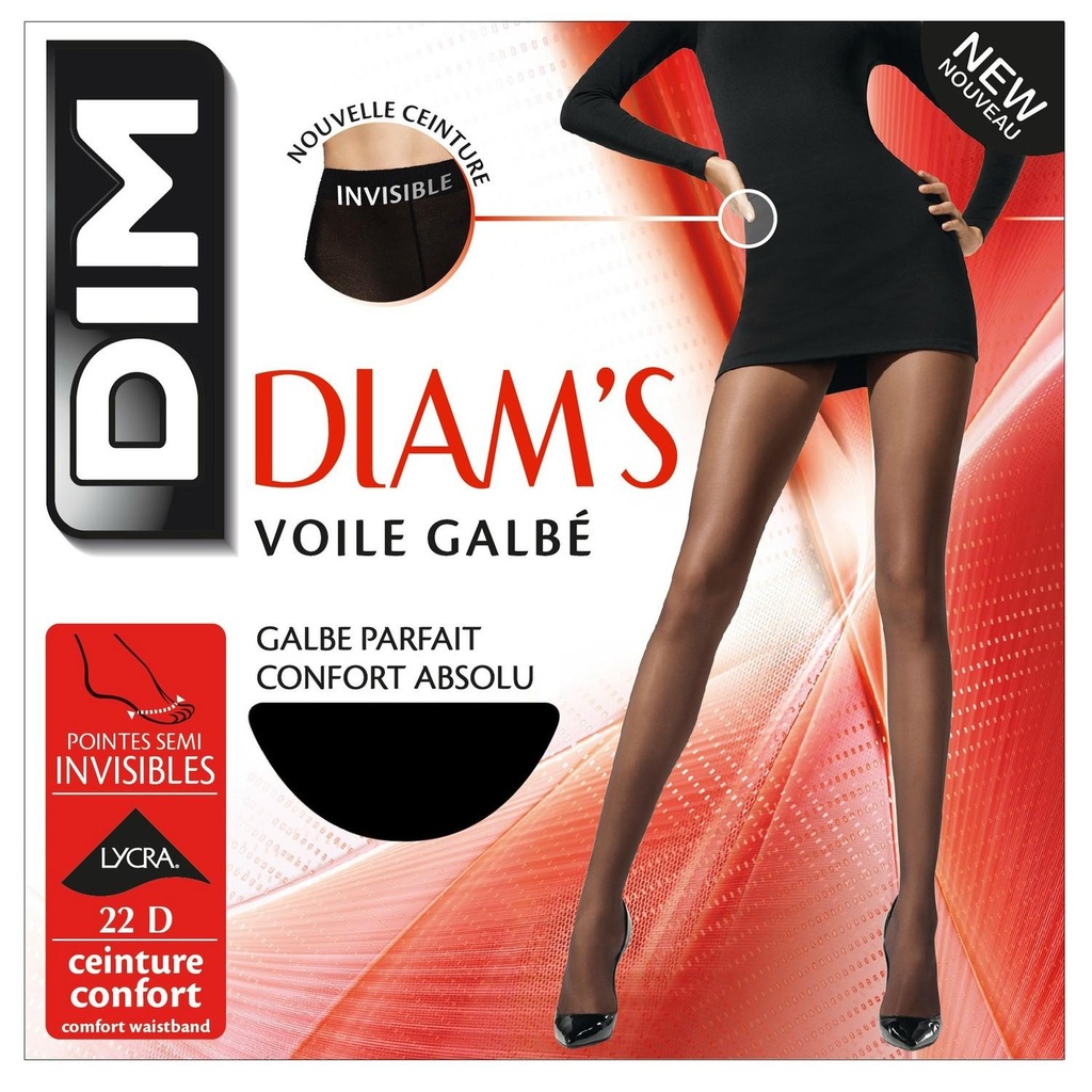 Collant femme voile noir galbé 22D T2 Diam's - DIM