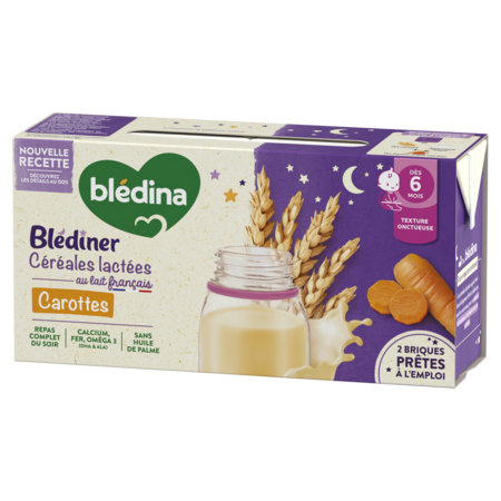 Blédiner Maziwa ya Nafaka Karoti kutoka miezi 6 2x250ml - BLÉDINA