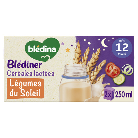 Blédiner Céréales Lactées Légumes du Soleil dès 12 mois 2x250ml - BLÉDINA
