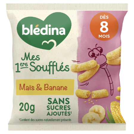 Mes 1ers Soufflés maïs et banane dès 8 mois sans sucres ajoutés 20 g - BLÉDINA