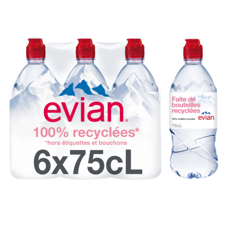 6x75cl Rpet Evian Bouchon Spor