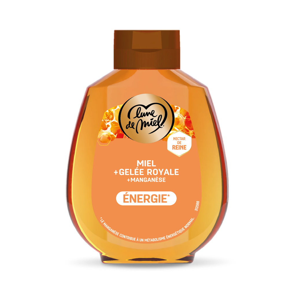 230g Miel Énergie - Miel De Fleurs Liquide + Gelée Royale & Manganèse Lune De Miel®