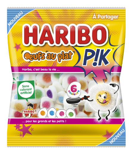 Œufs au plat Pik bonbons acidulés 6 couleurs sans colorant artificiel 180 g - HARIBO