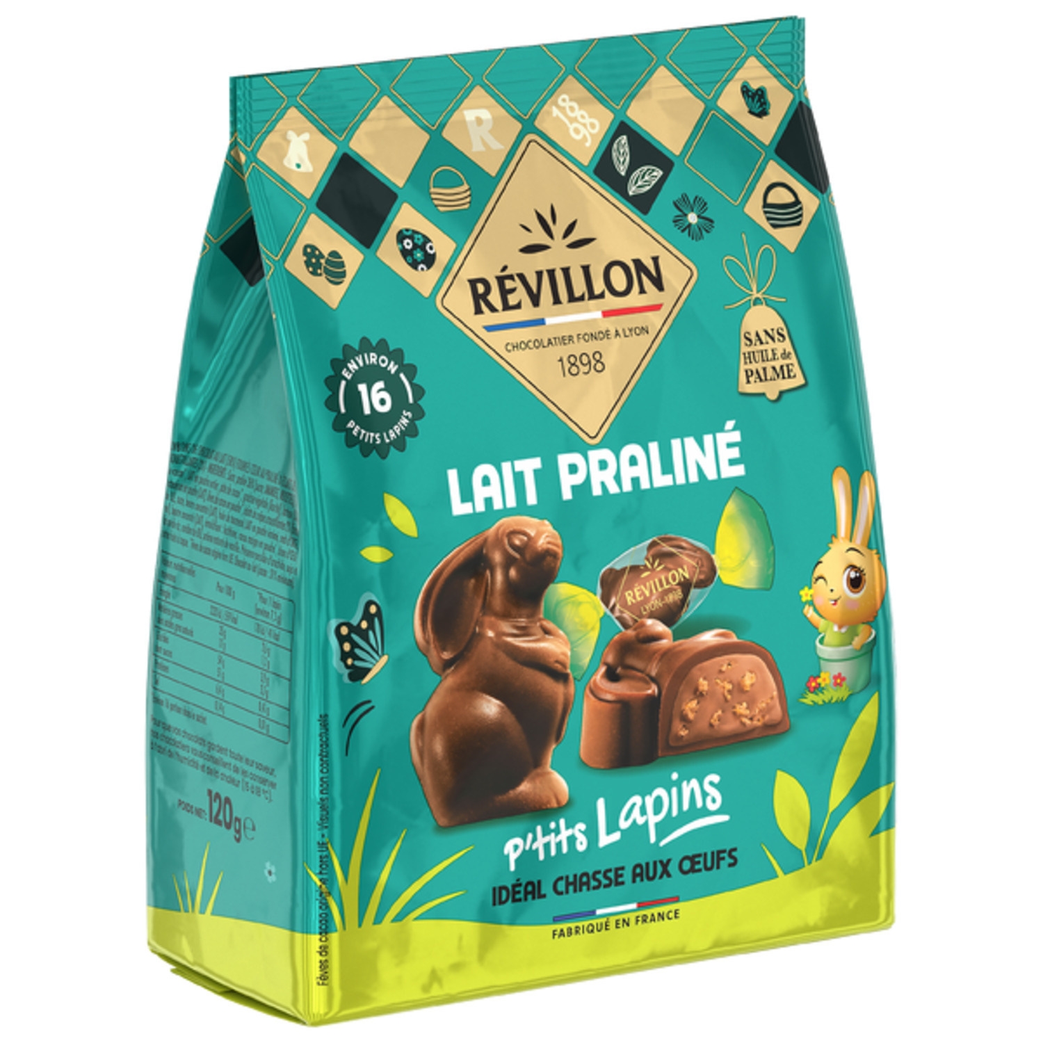 Minis Moulages Chocolat Lait Praliné Lapin 120g - REVILLON