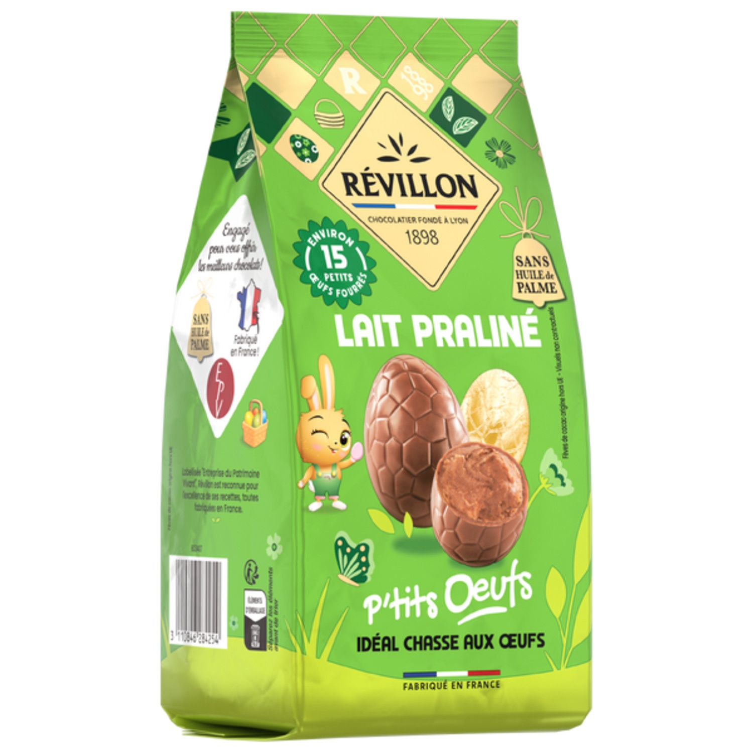 Œufs Chocolat Lait et Blanc Fourrés Praliné 120g - REVILLON