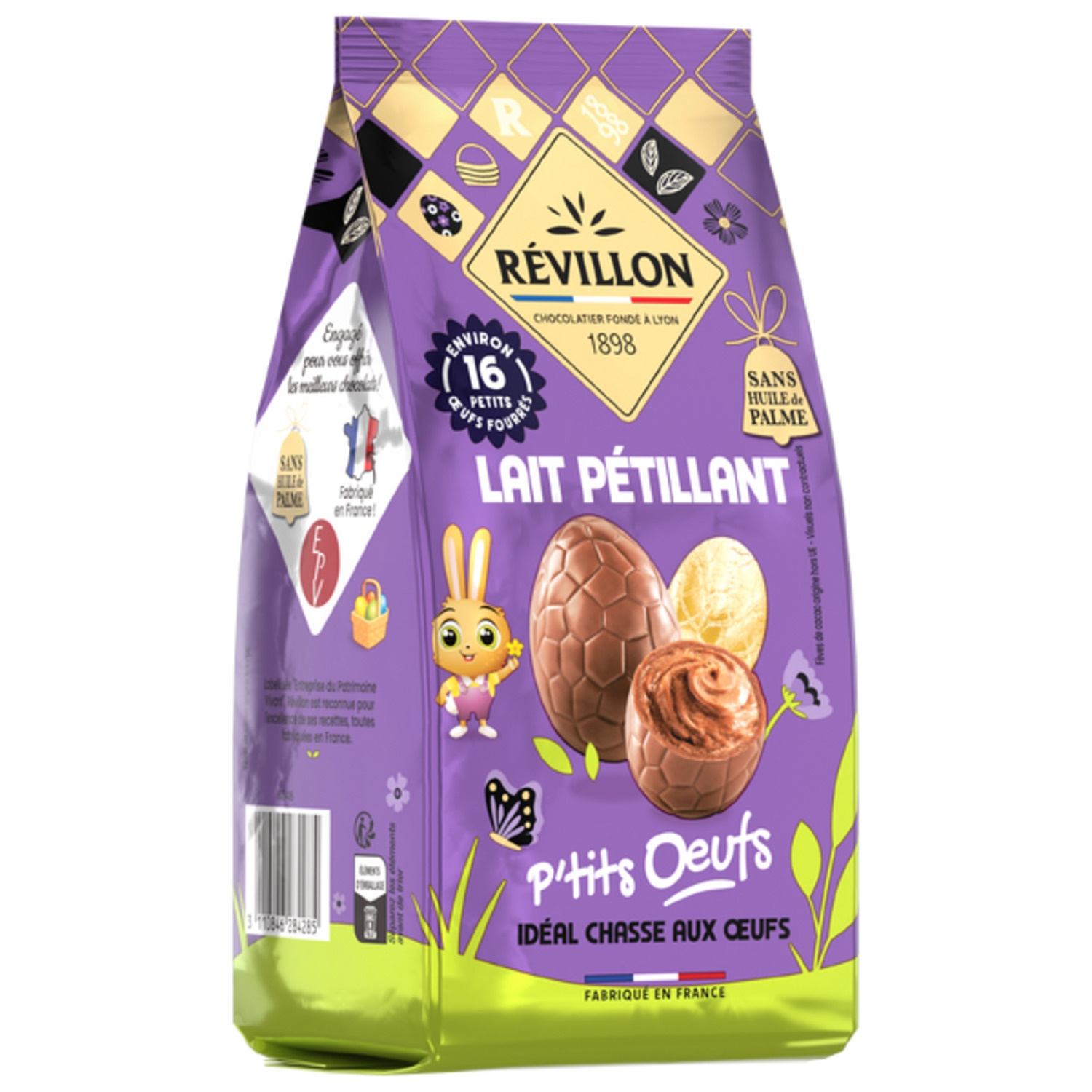 Œufs Chocolat Lait et Blanc Fourrés Chocolat Lait Pétillant 120g - REVILLON