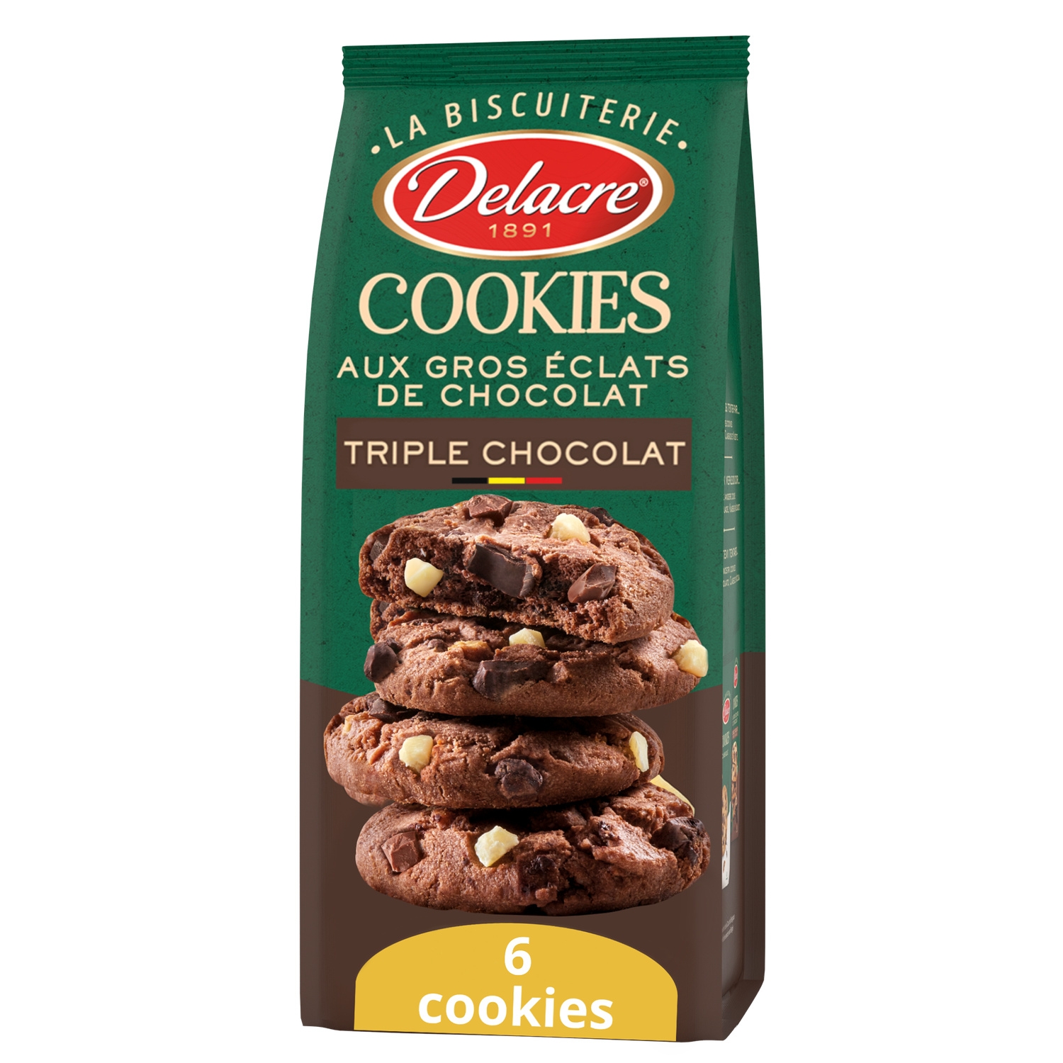 Cookies triple chocolat x6 136 g - DELACRE