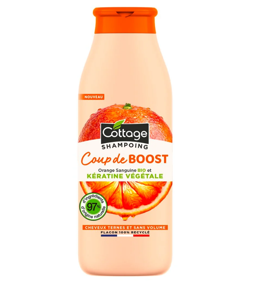 Shampooing Coup de Boost à l'Orange Sanguine Bio et Kératine Végétale 250ml - COTTAGE