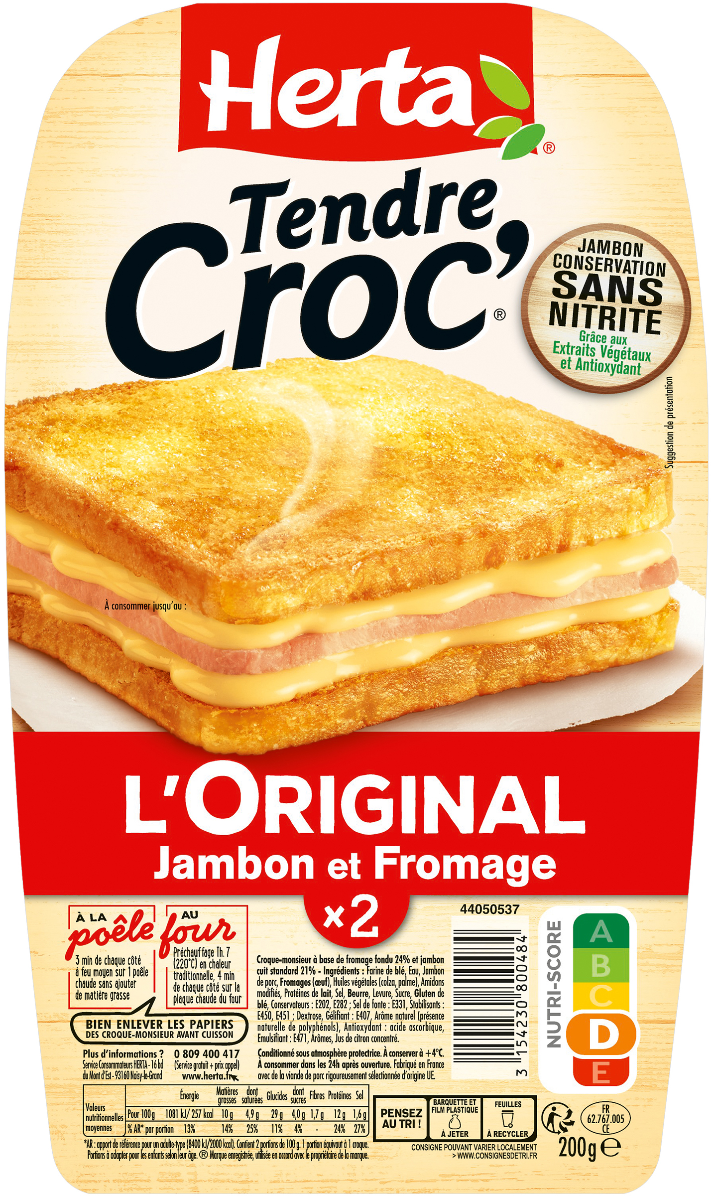 Croque-monsieur z szynką i serem Tendre Croc' L'Original x2, 200 g - HERTA