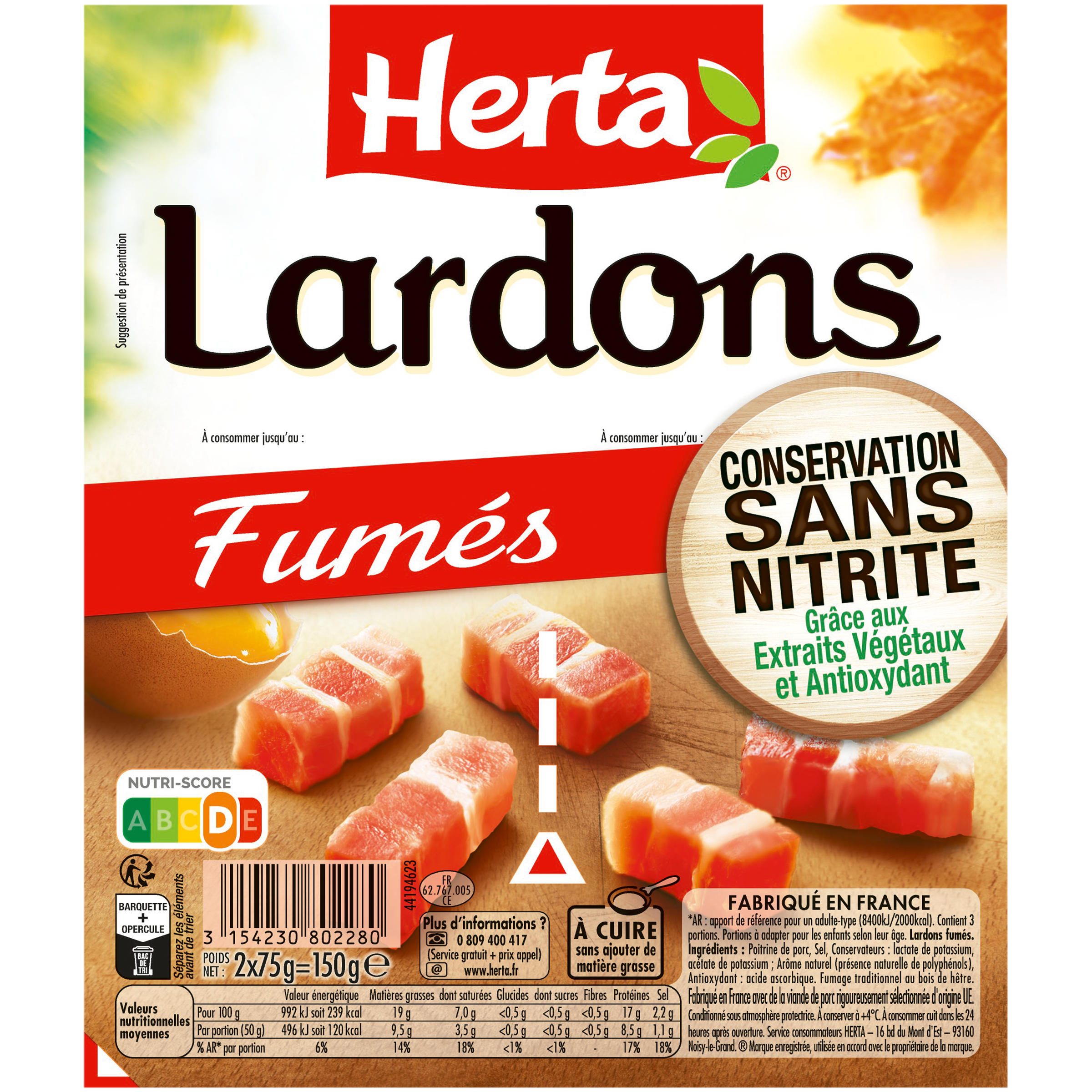 Räucherspeckkonservierung ohne Nitrit, 75g - HERTA