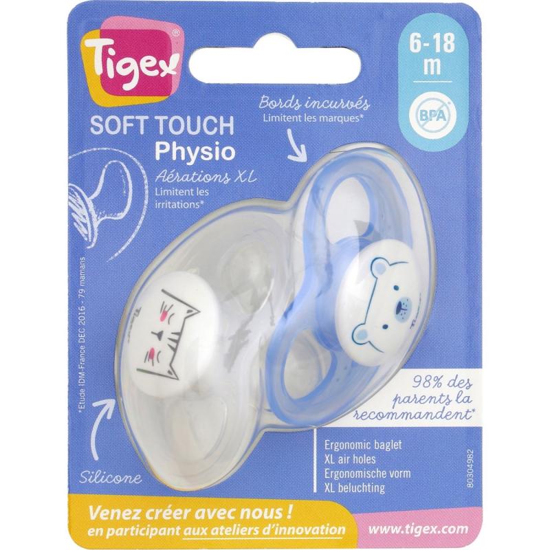 Sucettes vert silicone jour/nuit 6-18 mois - TIGEX