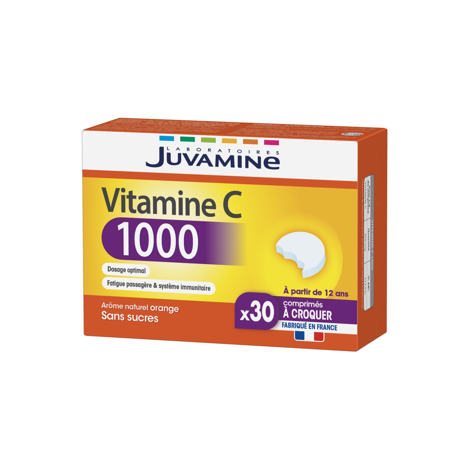 Complément Alimentaire Vitamine C 1000 Arôme Naturel Orange Sans Sucres x30 - JUVAMINE