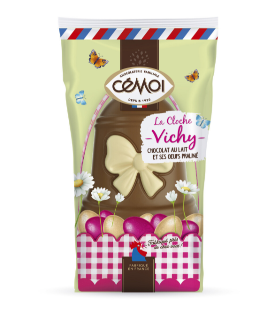 Moulage Chocolat Lait Cloche Garnie Œufs Praliné - CÉMOI