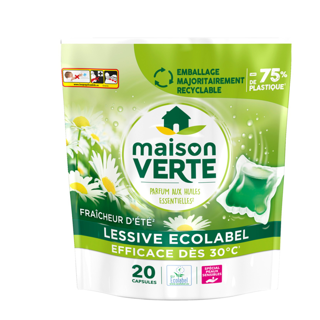 Lessive capsules fraîcheur d'été écolabel x20 - MAISON VERTE