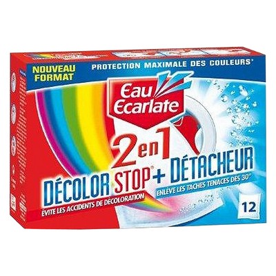 Lingettes anti-décoloration Décolor Stop 2 en 1 avec détacheur x12 - DECOLOR STOP