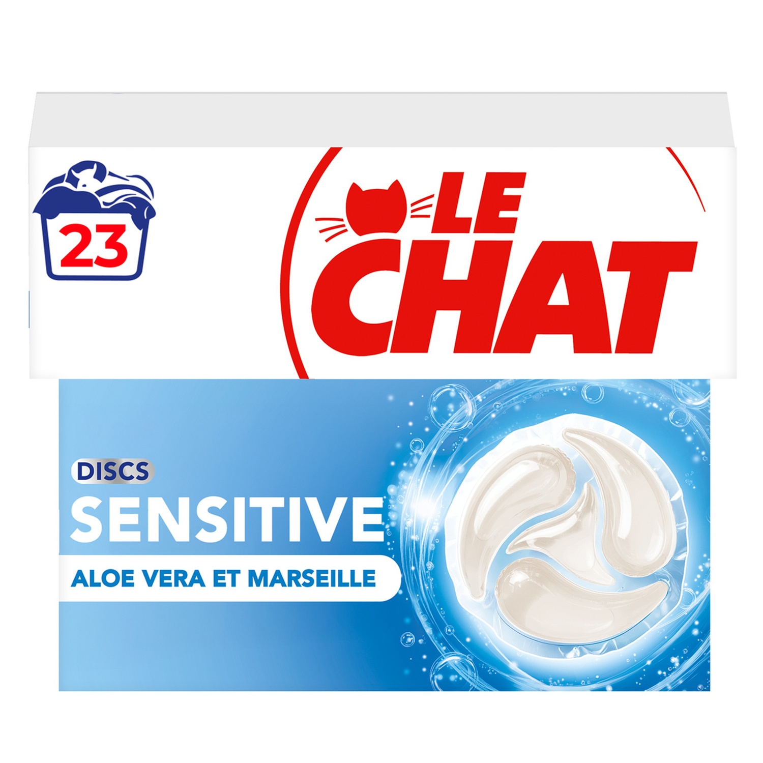 Lessive en discs Sensitive aloe vera et Marseille, x23 - LE CHAT