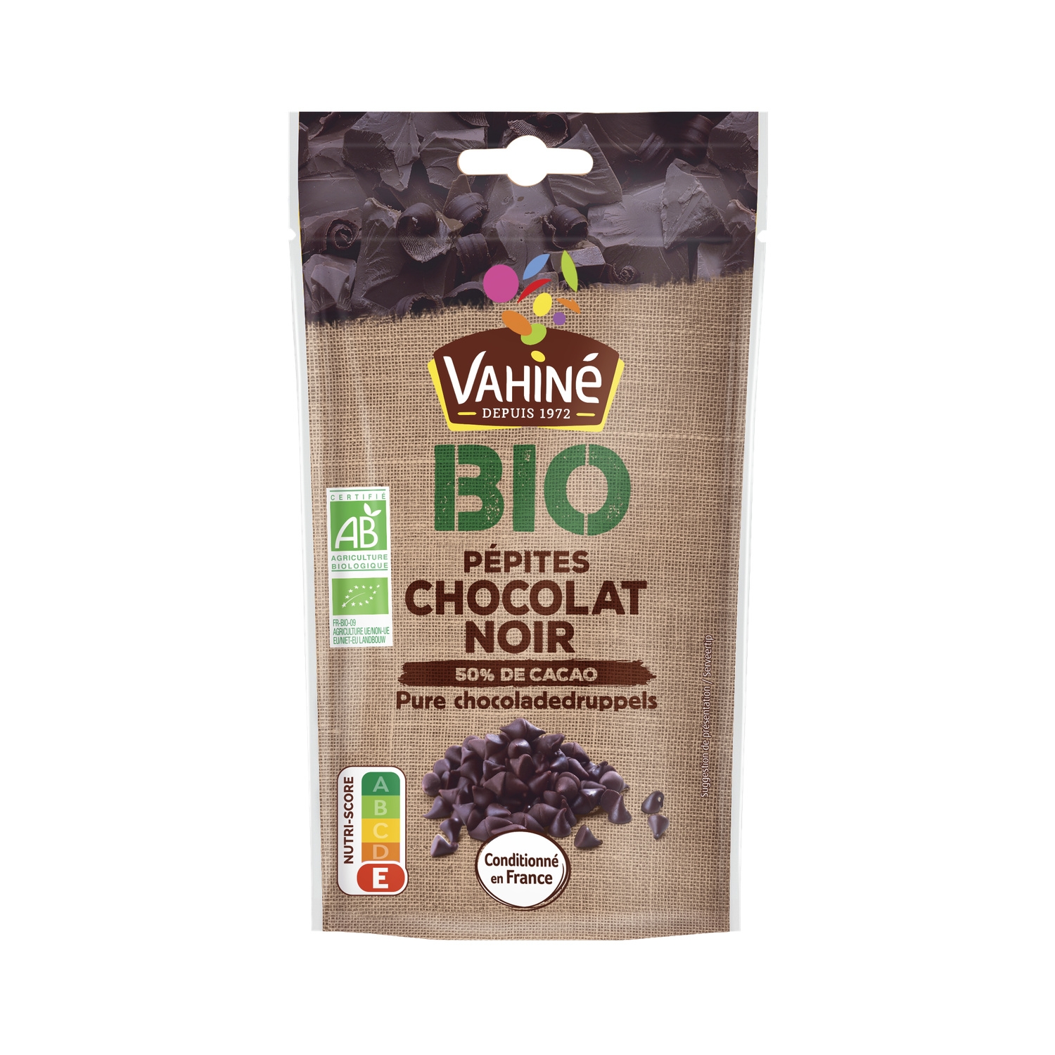 有机黑巧克力豆 100 g - VAHINÉ