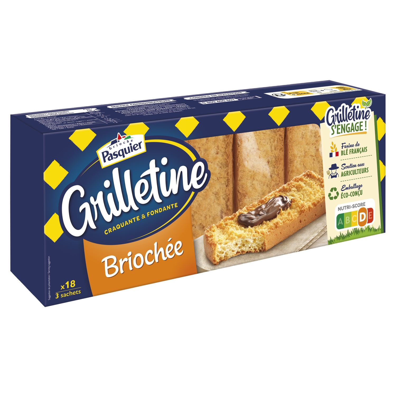 Pain grillé brioché x18, 255 g - PASQUIER GRILLETINE