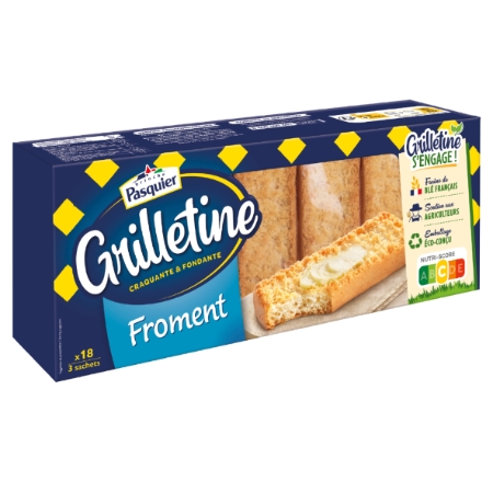 Grilletine froment craquante et fondante 18 tranches farine de blé français 255 g - PASQUIER