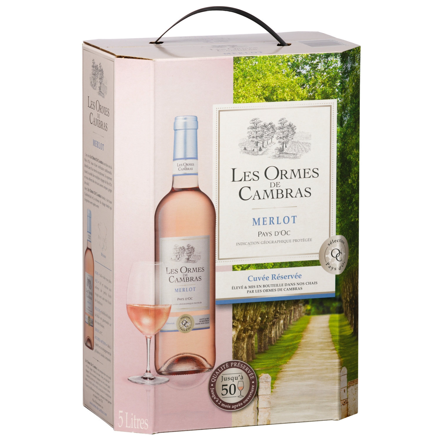 Igp Pays D'oc Les Omes De Cambras Merlot Rose Bib 5l