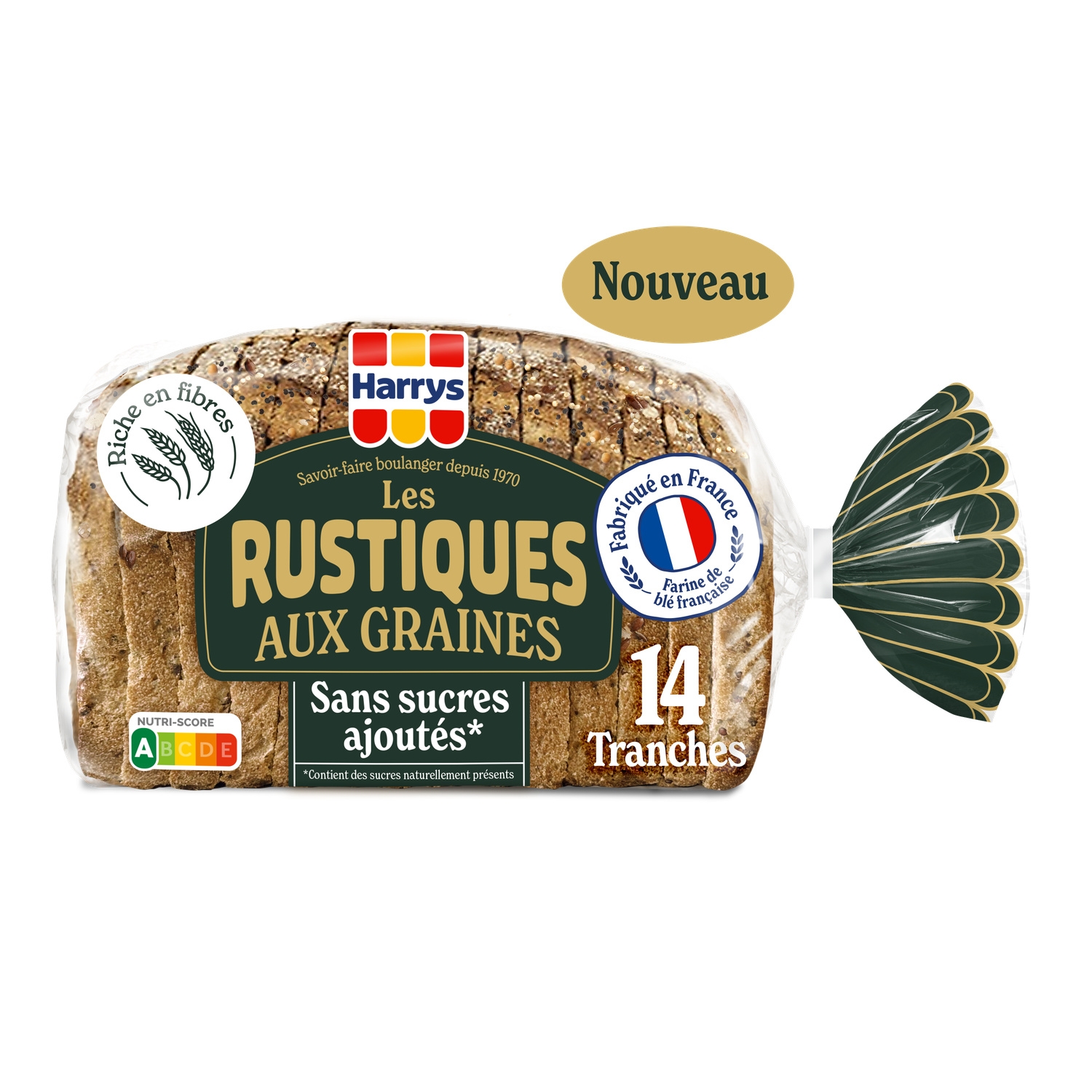 Pain de mie aux graines Les Rustiques 14 tranches, 450 g - HARRY'S